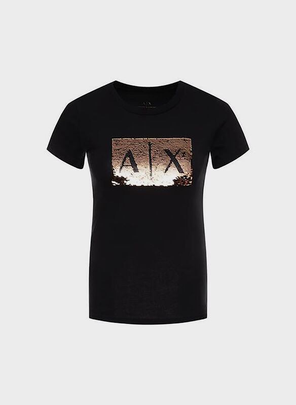 T-SHIRT CON STRASS, 6231BLKGOLD, medium
