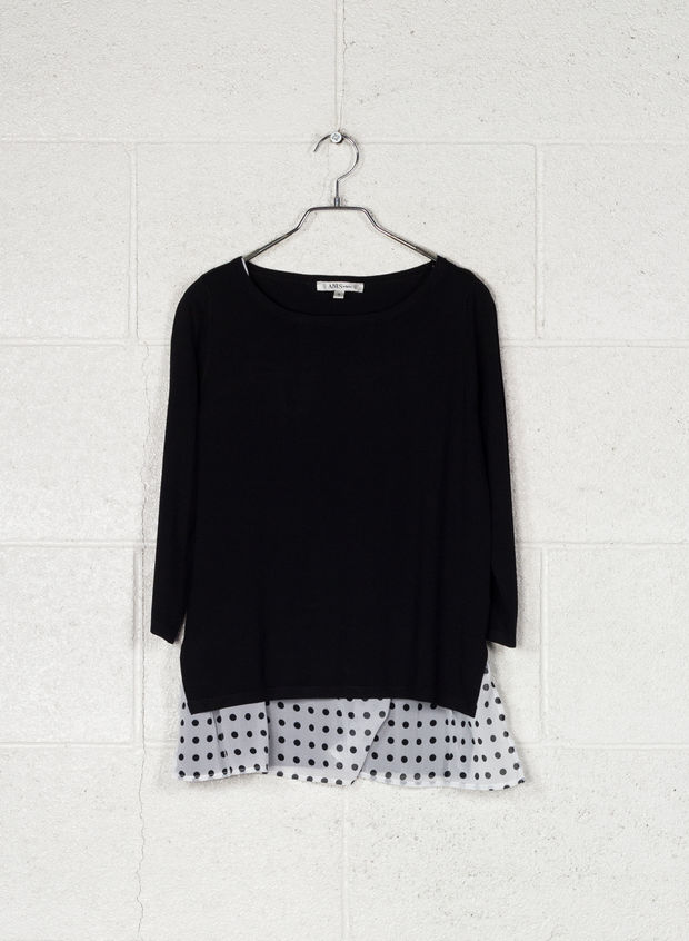 MAGLIA DOPPIA INSERTO POIS, 99BLK, large