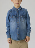 CAMICIA JEANS KIM RAGAZZO, MEDIUM BLUE DENIM, thumb