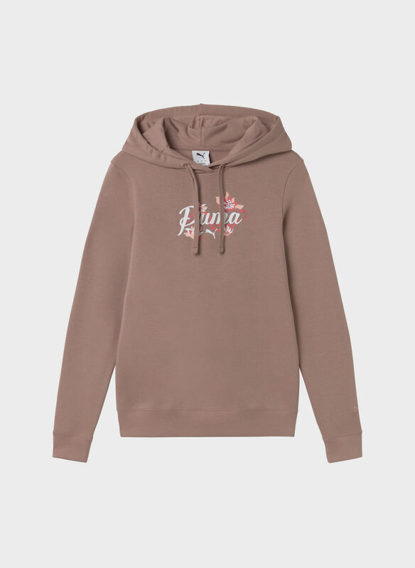 FELPA ESS FLORAL HOODIE, 88 SANDSTONE, medium