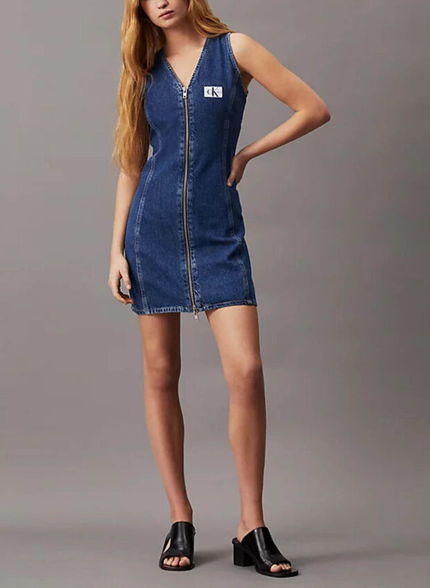 ABITO DI JEANS CON ZIP INTEGRALE, 1A4 DENIM, large