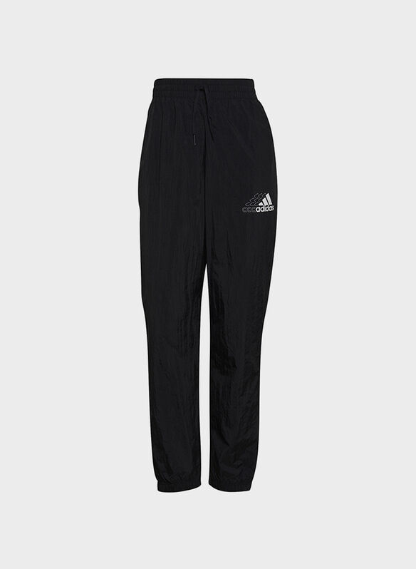 PANTALONE BRAND LOVE REPEAT LOGO HIGH-WAIST WOVEN, BLK, medium