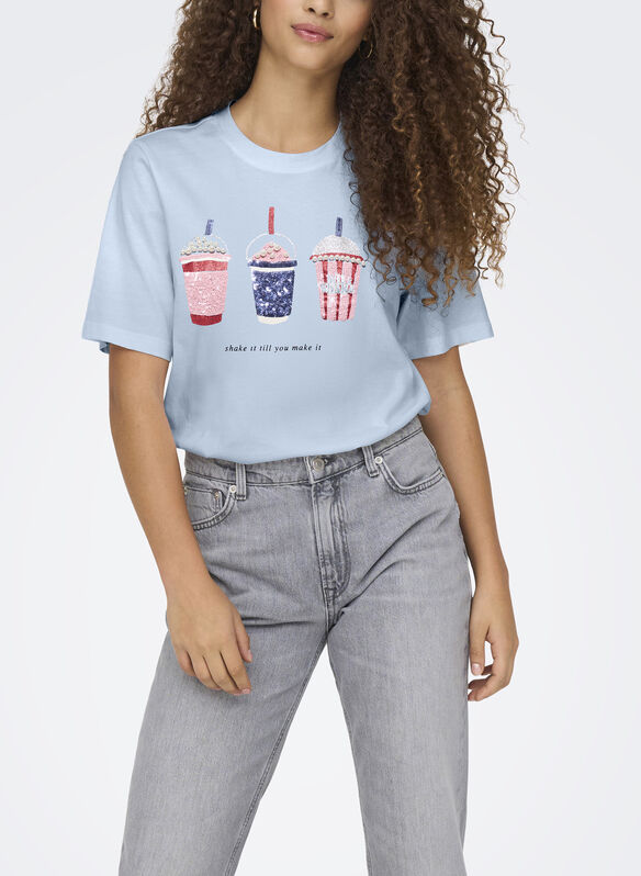 T-SHIRT BURS GRAPHIC, SOFT CHAMBRAY, medium