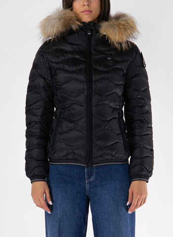 PIUMINO CON BORDO IN PELLICCIA ALDIE, 999CB BLK, small