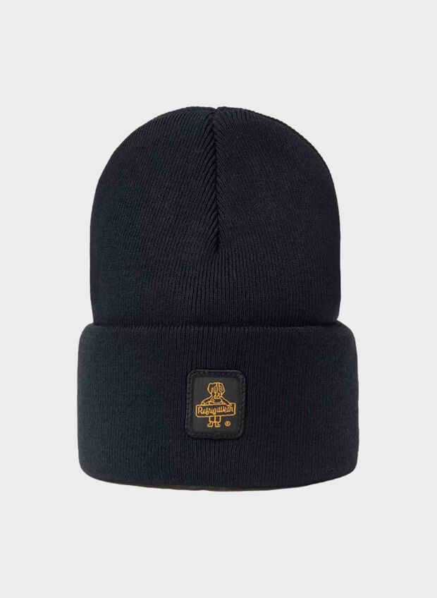 CAPPELLO IN MAGLIA CLARK CON RISVOLTO UNISEX, F03700 NVY, large