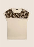 T-SHIRT DETTAGLIO ANIMALIER SULLE SPALLE, W33 PANNA, thumb