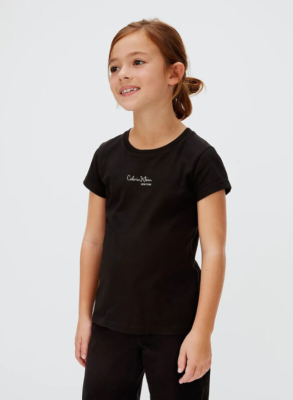 T-SHIRT LOGO MANICA CORTA RAGAZZA, BEH BLK, medium