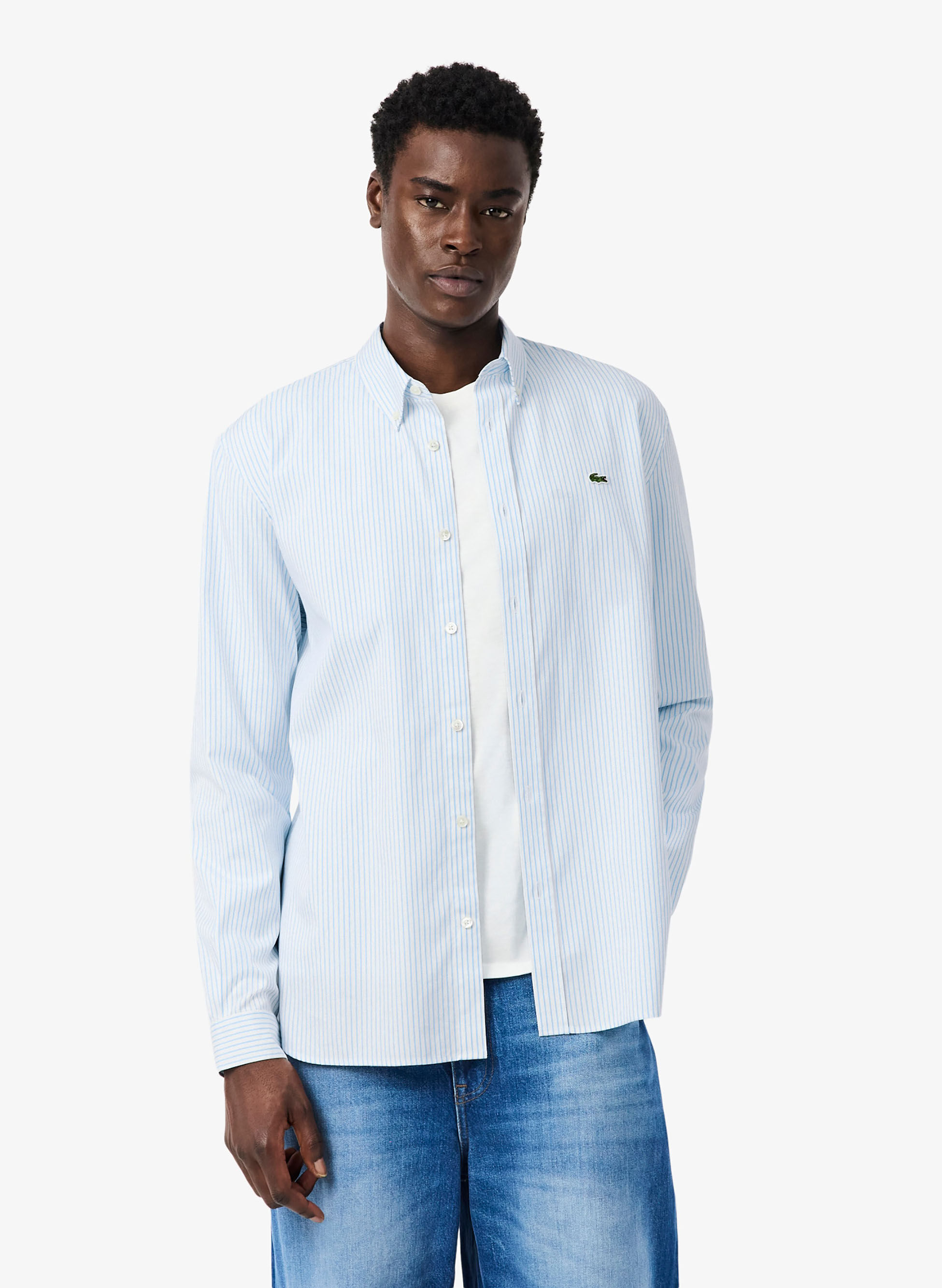 LACOSTE CAMICIA OXFORD A RIGHE 44