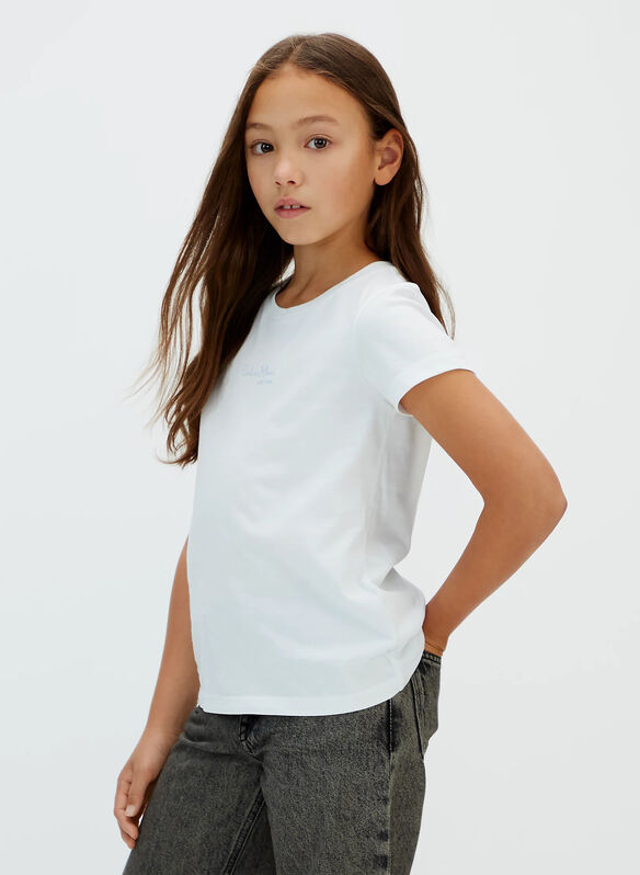 T-SHIRT LOGO MANICA CORTA RAGAZZA, YAF WHT, medium