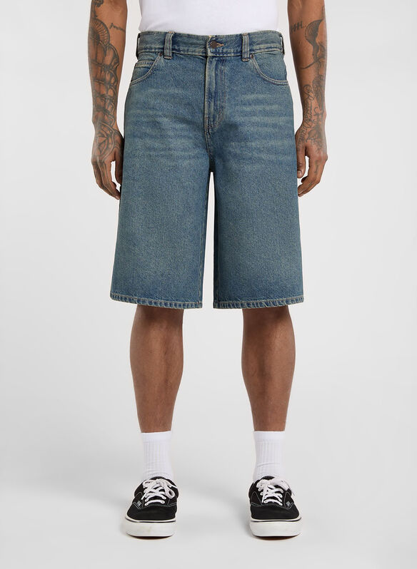 BERMUDA 958 13-INCH LOOSE IN DENIM, - DENIM SABBIATO, medium