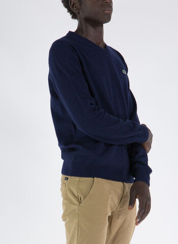 MAGLIONE IN LANA CON SCOLLO A V, 166 NVY, small