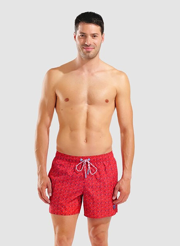 SHORT WATER PRINTS ALLOVER, 430 RED, medium
