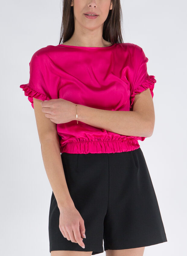 BLUSA A MANICHE CORTE, FUXIA FUCSIA, large