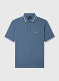 POLO IN PIQUET STRETCH CON PROFILI A CONTRASTO, U9302 CHINA BLUE, thumb