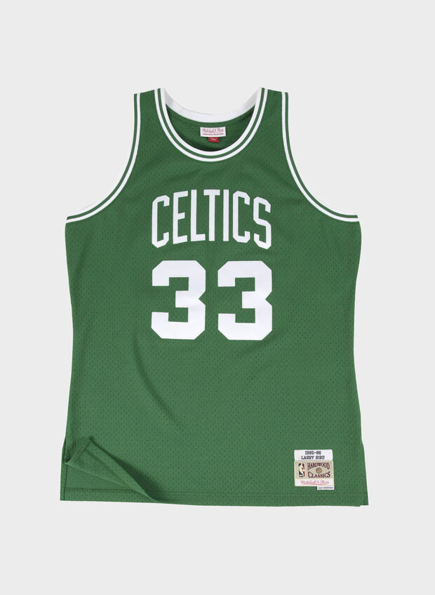 CANOTTA SWINGMAN JERSEY BOSTON CELTICS ROAD 1985-86 LARRY BIRD, KELLY GREEN, large
