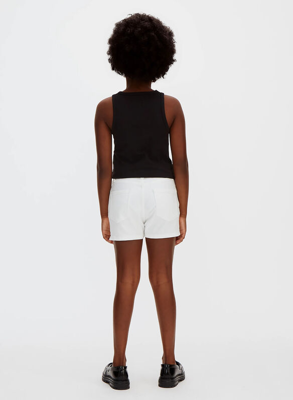 SHORT DENIM RELAX VITA ALTA RAGAZZA, YAF WHT, medium