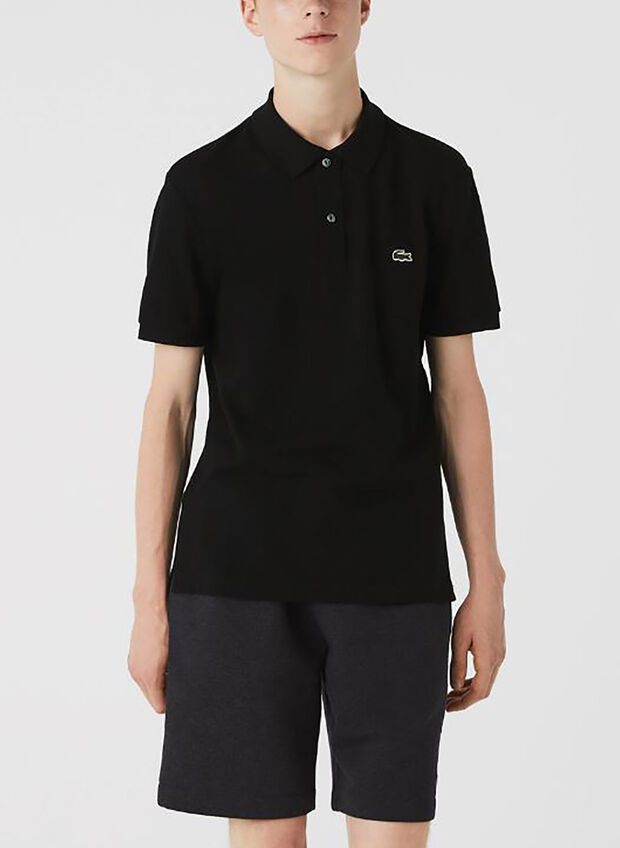 POLO TAGLIO SLIM IN PETIT PIQUE, 031 BLK, large