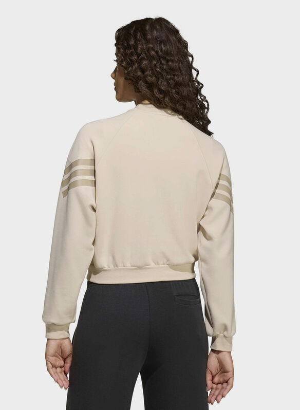 FELPA ICONS 3 STRISCE ZIP INTEGRALE RAGAZZA, - SABBIA, medium