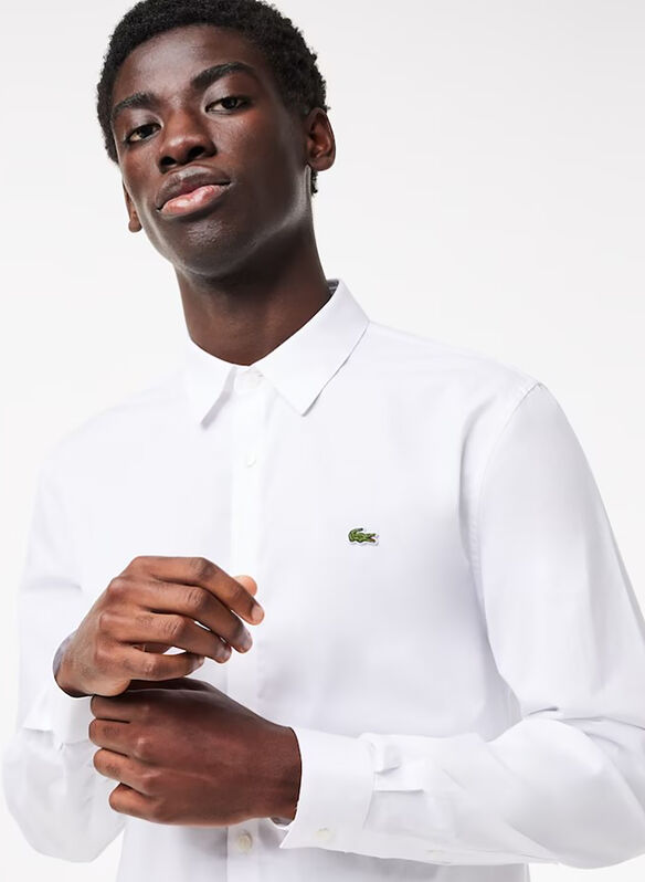 CAMICIA PINPOINT SLIM, 001 WHT, medium