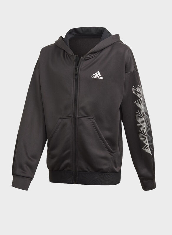 FELPA CON CAPPUCCIO UP2MV AEROREADY LOOSE RAGAZZA, BLK, medium