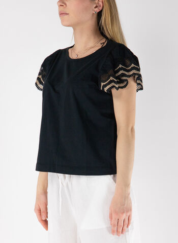 T-SHIRT A MANICA CORTA CON SPALLINE A PIZZO, , small