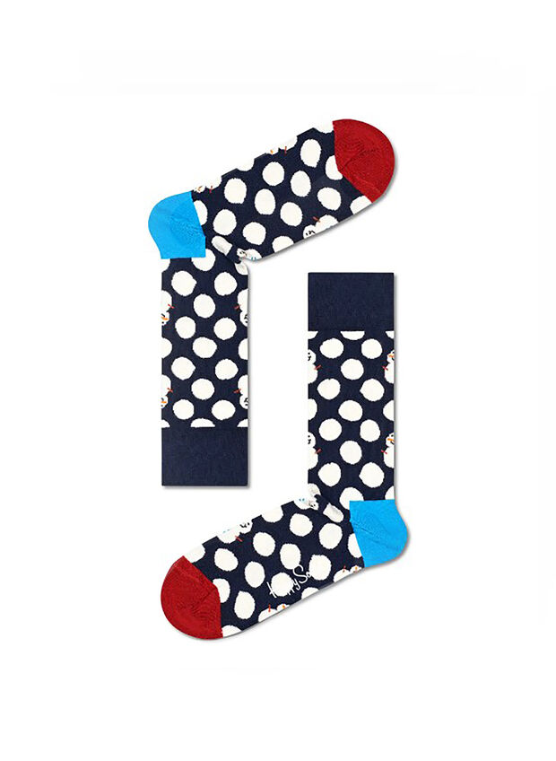 CALZA BIG DOT SNOWMAN CHRISTMAS GIFT BOX, 6500 NVYWHT, large