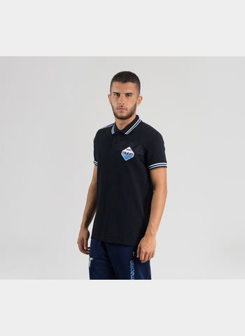 POLO MC SS LAZIO LOGO , BLKCEL, small