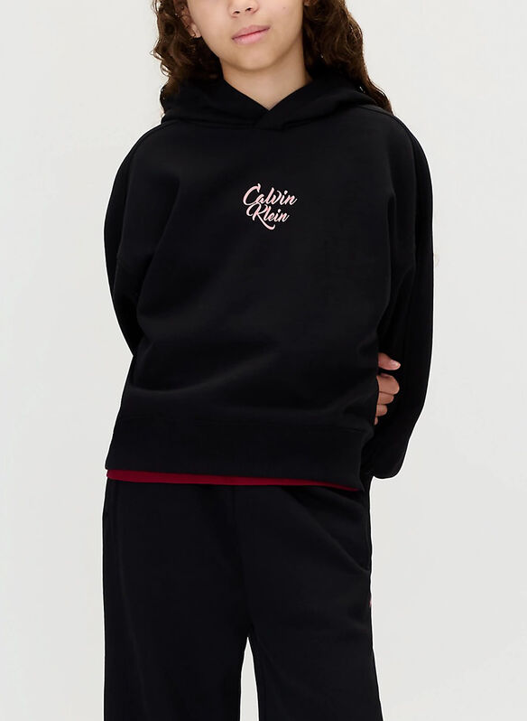 FELPA HOODIE GRAPHIC LOGO RAGAZZA, BEH BLK, medium