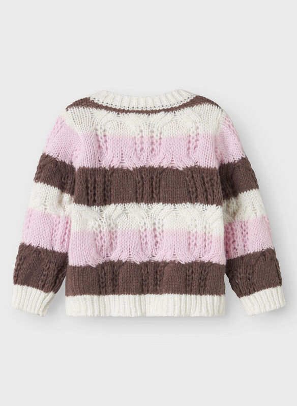 PULLOVER A MANICHE LUNGHE IN MAGLIA, PEPPERCORN WHTPINKBROWN, medium
