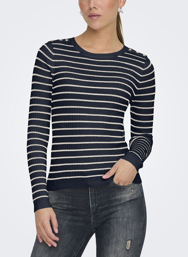 MAGLIONE MILA STRIPE, NAVY BLAZER, large