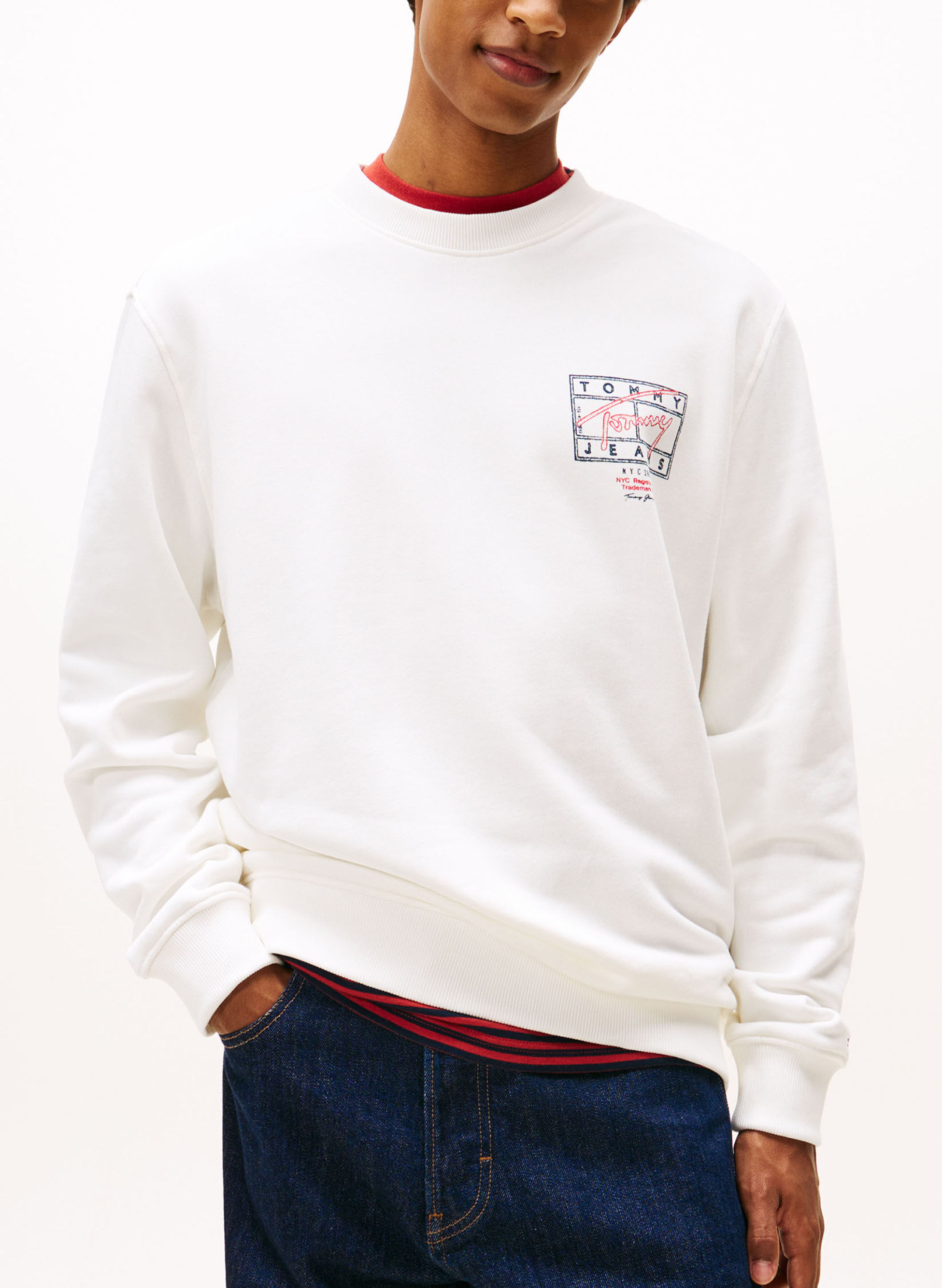 Tommy Jeans Felpa girocollo bianca con logo grafico