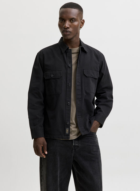 CAMICIA COLTON OVERSHIRT, BLACK, medium