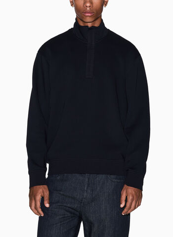 FELPA HALF ZIP CON COLLO ALTO, UC001 BLK, small