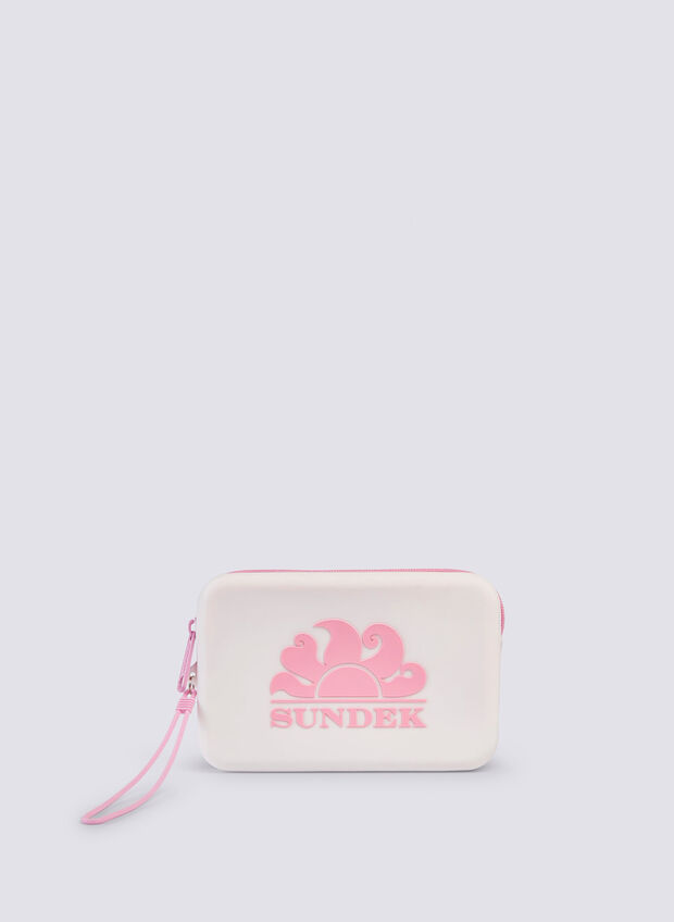 POCHETTE MINI IN GOMMA CON LOGO UNISEX, WHT, large