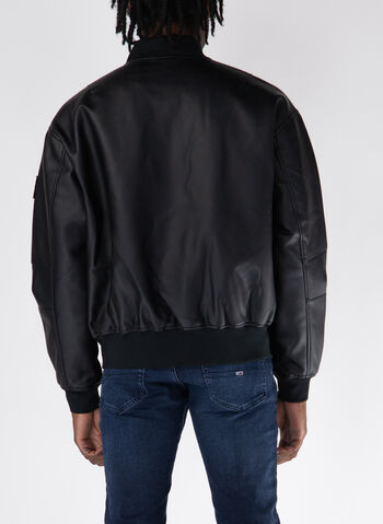 GIUBBOTTO BOMBER IN PELLE SINTETICA, BEH BLK, small