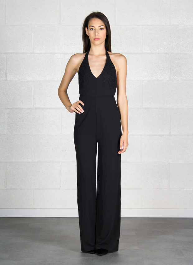 TUTA INTERA COLLO AMERICA RICAMO, BLK, large