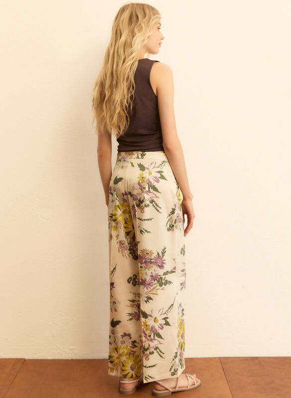 PANTALONE IN TWILL STAMPATO, 002 BURRO FLOWER, medium