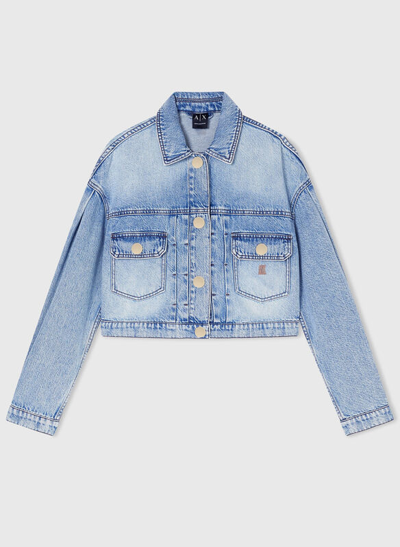 GIUBBOTTO DENIM IN COTONE, MB001 LIGHT BLUE, medium