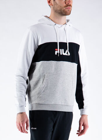 FELPA CON CAPPUCCIO, A495WHTBLKGREY, small