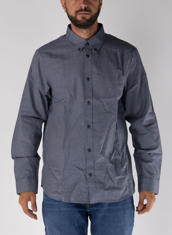 CAMICIA CON COLLETTO BUTTON DOWN CON MOTIVO A QUADRI, FB010 BLUE FRANCY, medium