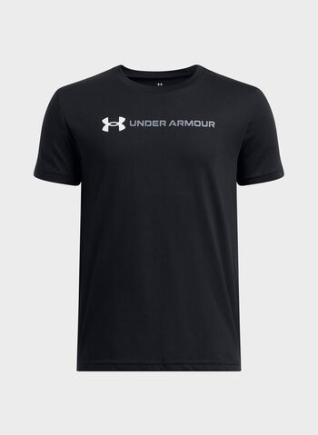 MAGLIA A MANICHE CORTE LOGO WORDMARK  RAGAZZO, 0001 BLK, small