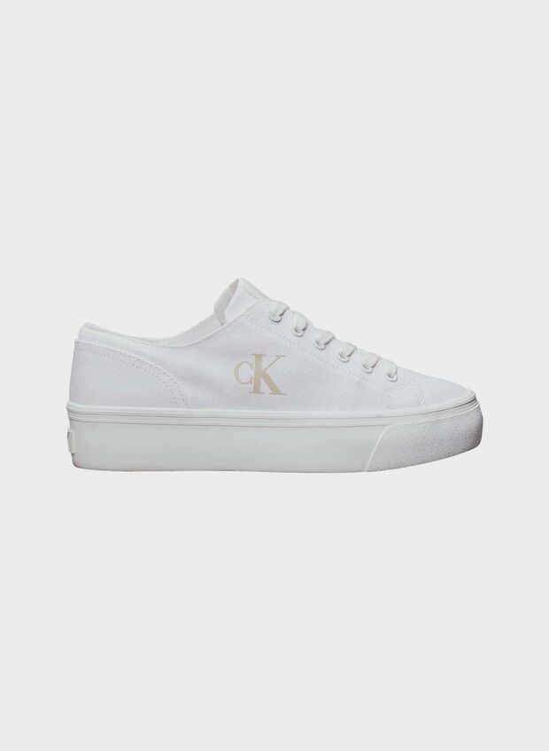 SCARPA IN TELA CON PLATEAU E LOGO, 01W WHT, large