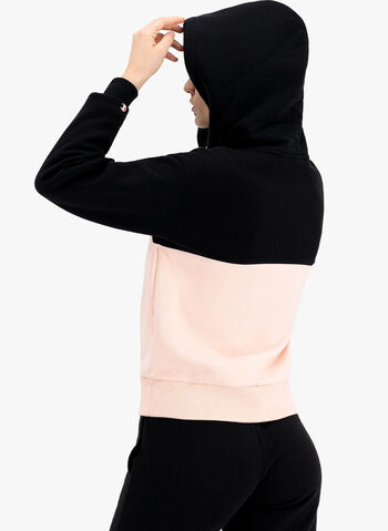 FELPA CON CAPPUCCIO E LOGO DOPPIO, KK001BLKPINK, small