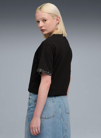 T-SHIRT CON STAMPA ANIMALIER ESSENTIALS, 01 BLK, small