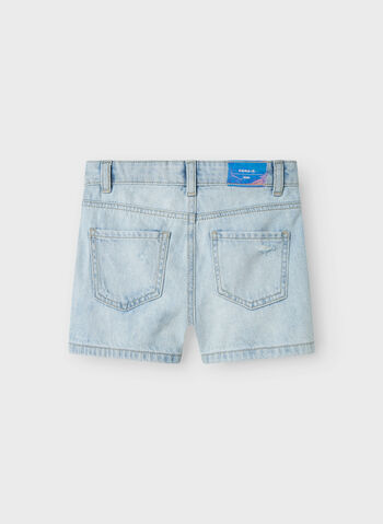 SHORTS IN JEANS CON ROTTURE RAGAZZA, LIGHT BLUE DENIM, small