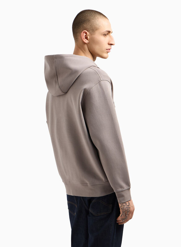 FELPA FULL ZIP ICON CON LOGO RICAMATO, U6107 TORTORA, medium