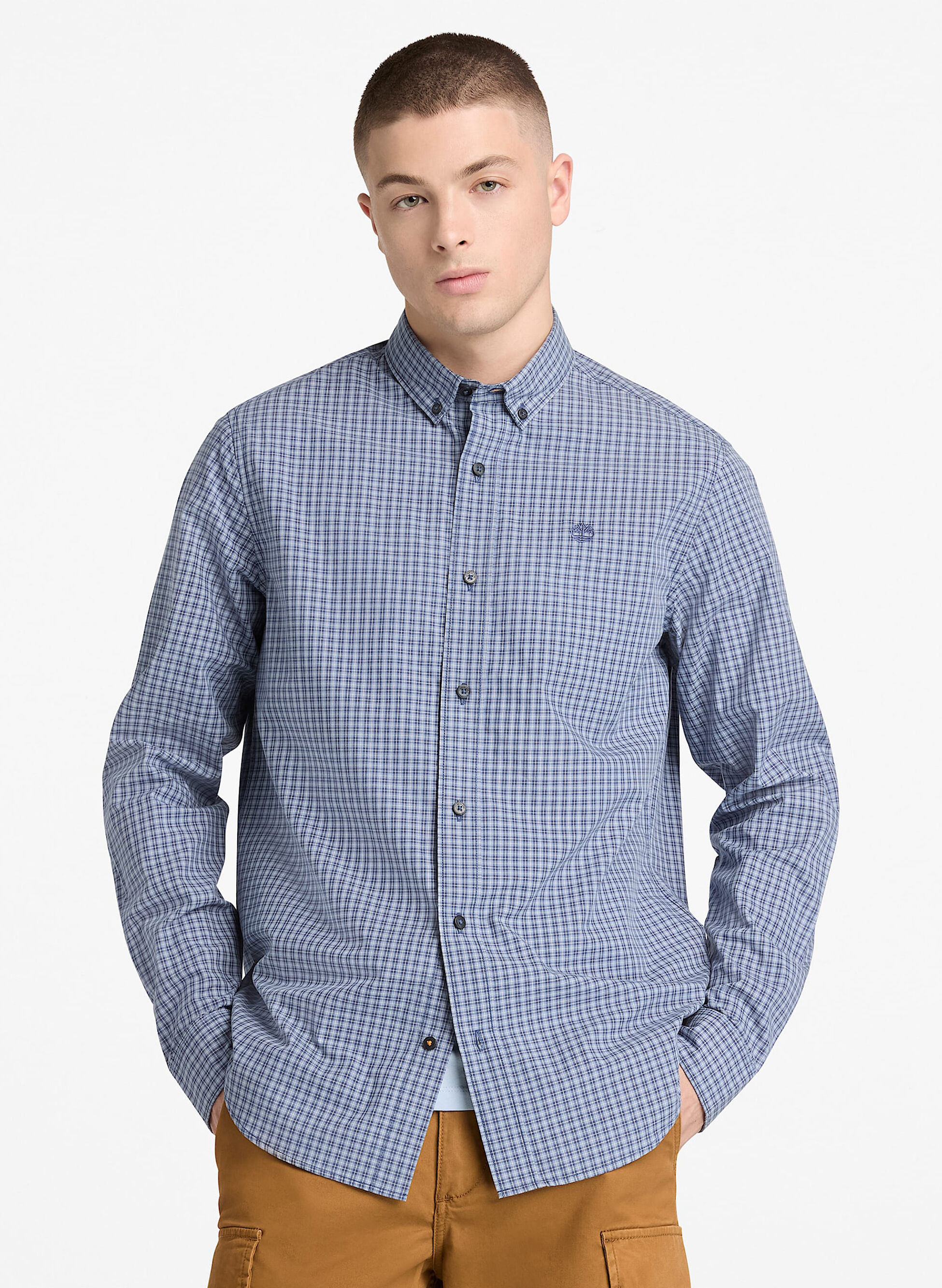 Camicia In Popeline A Quadri Micro