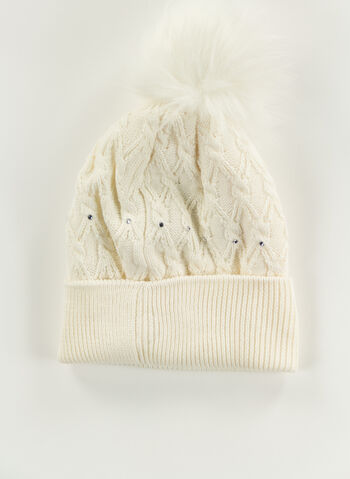 CAPPELLO IN MISTO LANA CON STRASS, 01 WHT, small