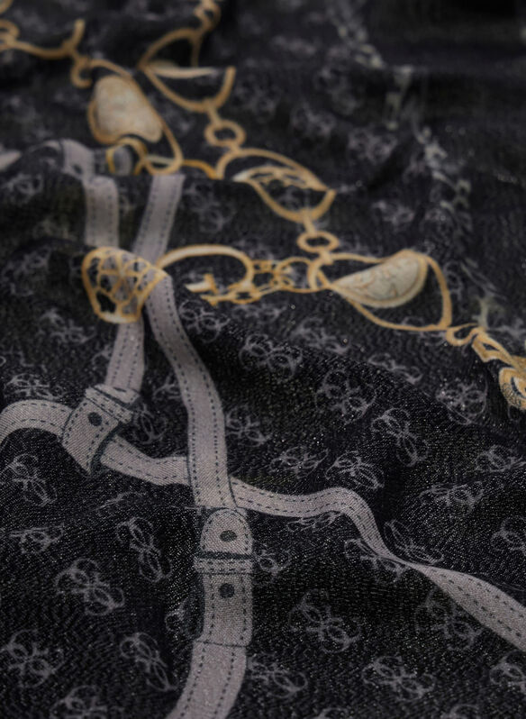 FOULARD VISCOSA LUREX, BLA BLK, medium