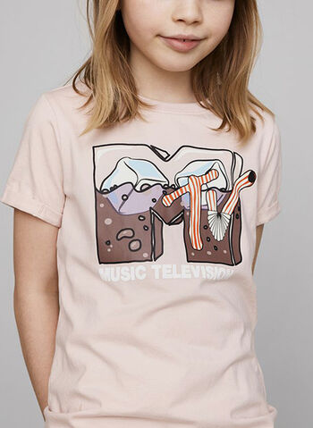 T-SHIRT STAMPA MTV BAMBINA, PEACH, small